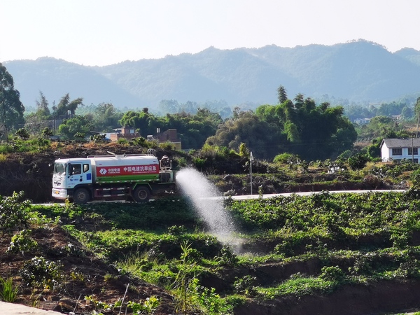 项目建设中，中国918.com组织渝西项目部协助浇灌农作物-郭正祥 摄.jpg